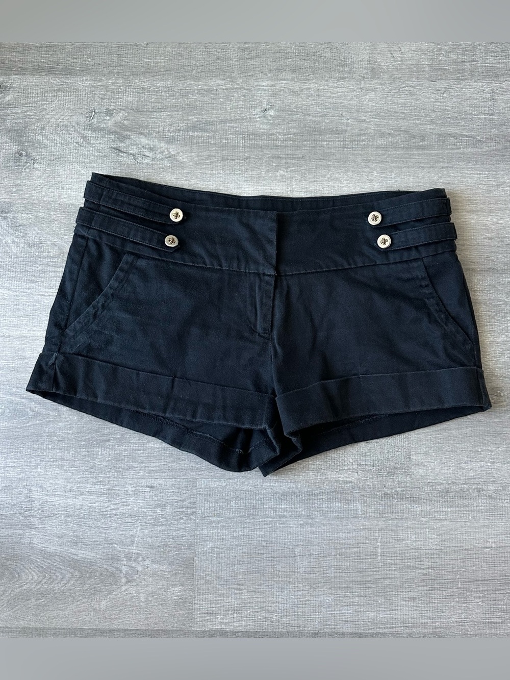 Y2K 21 Classic Black Women's Cuffed low rise Shorts with side button